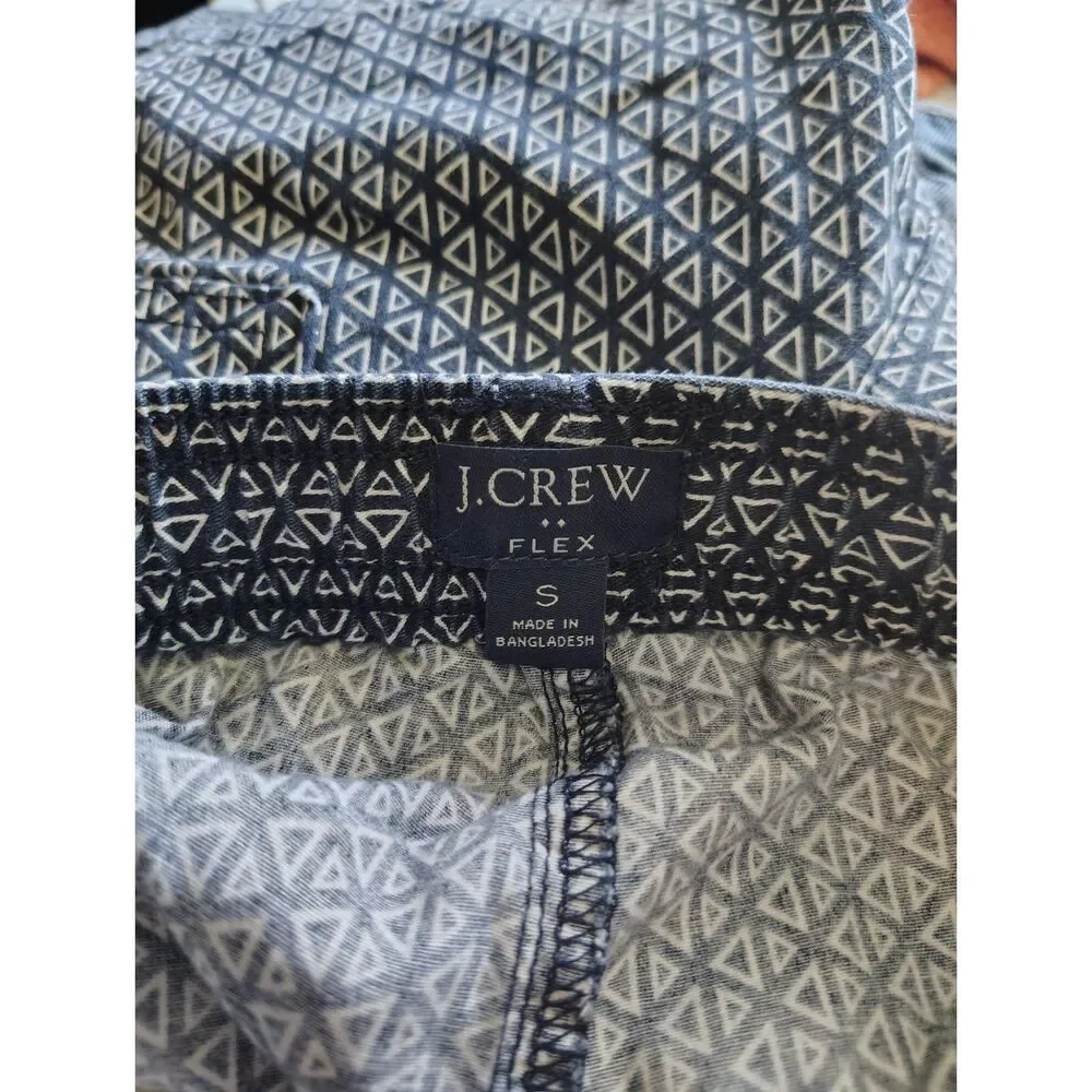 J.Crew Flex Mens Small Navy Geometric Print Drawstring Casual Shorts Stretch